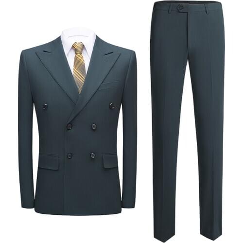 Men Suit Slim Business Formal Causal Double Breasted Suits Wedding Korean Style Office Work Daily Life Party Banquet Two Pieces