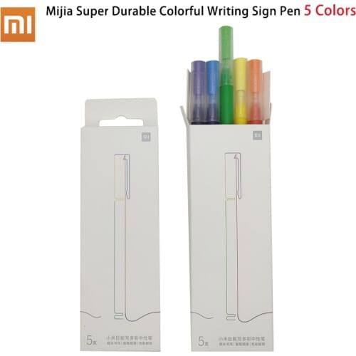 NEW Xiaomi Mijia Super Durable Colorful Writing Sign Pen 5 Colors Mi Pen 0.5mm Gel pen Signing Pens For School Office Drawing