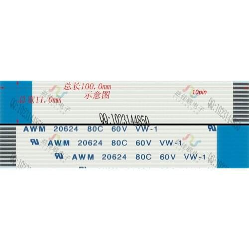 WZSM wholesale New FFC FPC Flexible Cable 1.0 mm 10 Pin 50mm 100mm 150mm 200mm 250mm 300mm Reverse Direction AWM 20624 80C 60V