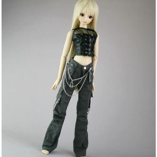 [wamami] 367# Grey Casual Pants Pu Leather Waistcoat 2pcs Suit 1/4msd 1/3 SD DZ BJD Dollfie