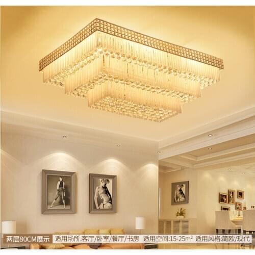 Simple rectangular crystal lamp color changing living room lamp LED ceiling lamp atmospheric bedroom lamp room lighting