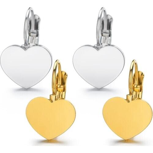 Simple Stainless Steel Heart Piercing Hoop Earrings for Womem Men Classic Gold Color Ear Studs Cuff Earrings Boho Jewelry