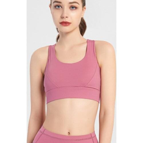Fitness running sports underwear womens beauty back wear yoga clothes vest type shockproof bra sexy cross straps