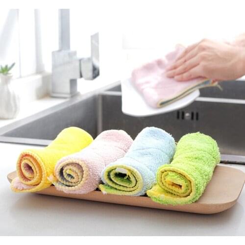Super Absorbent Microfiber kitchen Dish Cloth Double sided High-efficiency tableware Cleaning Towels kichen tools Thicken
