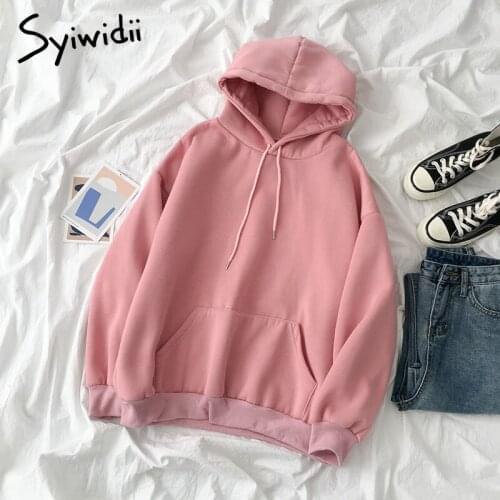 Syiwidii Women Fleece Hoodie Sweatshirts Casual Thick Long Sleeve Pullovers Fall 2021 New Womens Winter Tops Loose Hooded Jumpe