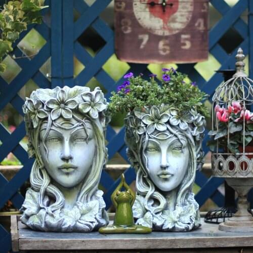 Vintage Goddess Head Flowerpot Greek Large Succulents Large Caliber Creative Venus Vase Statue Balcony Home Furnishing Crafts
