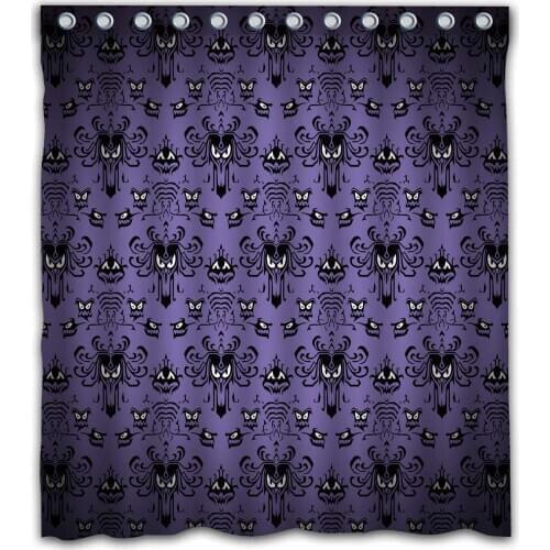 Happy Halloween Haunted Mansion Design Waterproof Shower Curtain Fabric for Home Bathroom Decor