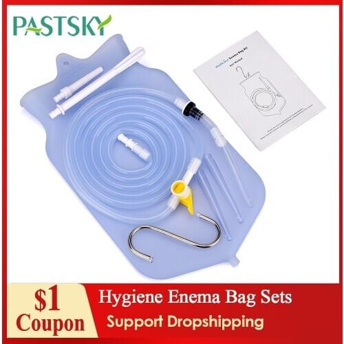Feminine Hygiene Enema Bag Sets For Colon Cleansing Silicone Hose Health Anal Vagina Cleaner Enema Kit Flusher Constipation Wash