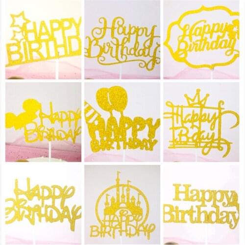 10PCS Gold Red Happy Birthday Cake Topper Acrylic Letter Cake Toppers Party Supplies Happy Birthday Cake Decorations 15 Designs
