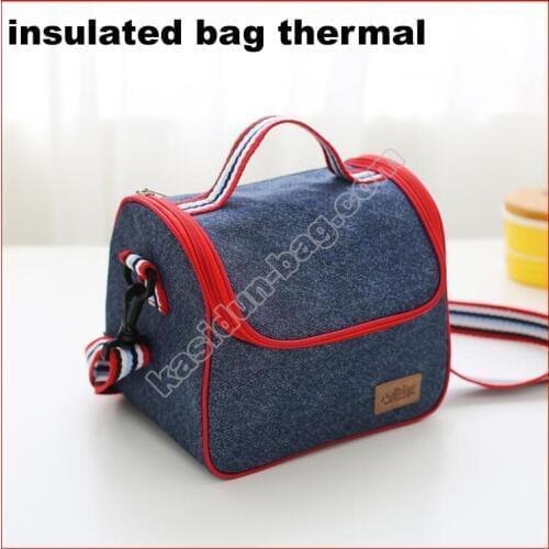 2pcs/lot 9 sizes available denim insulated thermal cooler bag