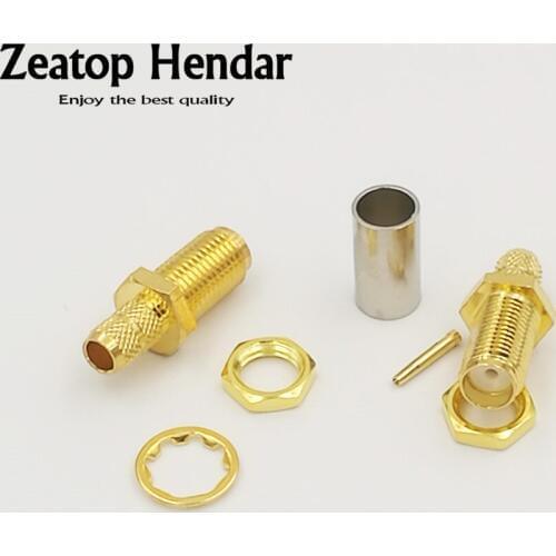 20Pcs Gold plated Brass SMA Female Jack Bulkhead Crimp for RG58 RG142 LMR195 RG400 Cable RF Straight Connector