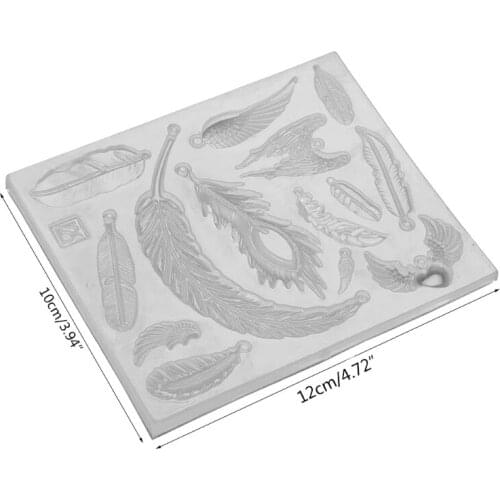 3-D feather shape epoxy resin ultraviolet glue process silicone mould creative DIY art pendant brooch jewelry tools manual E56C