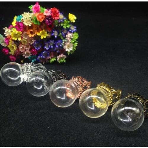 300sets/lot 25*15mm wholesale mix clor glass vial ring with flower tray glass cover dome ring craft glass wishing bottle ring