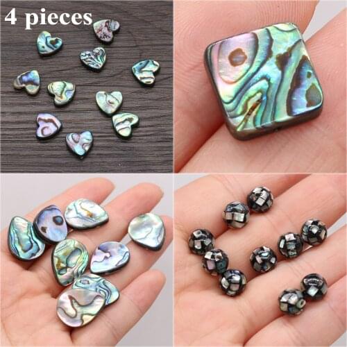 4 Pieces Natural Abalone Shell Beads Ball Water Drop Heart Charms for DIY Jewelry Making Necklace Bracelet Earings Accessories