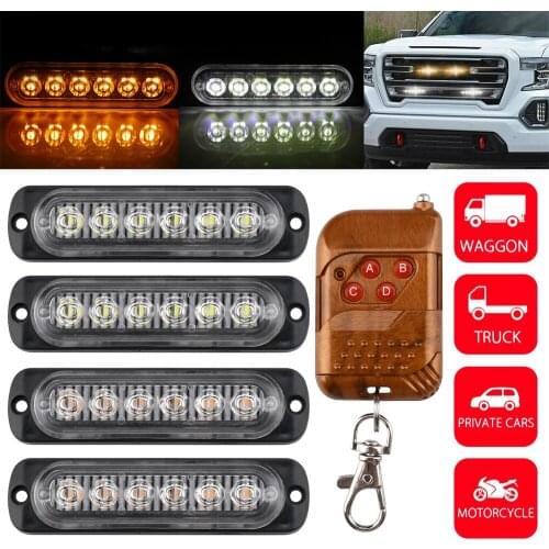 4pcs LED Car Strobe Warning Light Grill Flashing Breakdown Emergency Light Car Truck Trailer Beacon Lamp LED Side Light For Cars