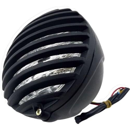 5 Inch Motorcycle Headlight Grill Prison Chopper Bobber Head Lamp for Cafe Racer Bobber Xs650 Cb750 Heritage Softail Spor