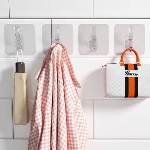 5PCS Transparent Coat Hook Bathroom Storage Towel Rack Non-Perforated Non-Marking Sticky Hanger Hat Hooks Kitchen Organizer