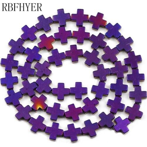 6/8/10mm Purple Cross Hematite Natural Stone Charm Spacers Loose Beads For Trendy Jewelry Making DIY Earrings Bracelet Findings
