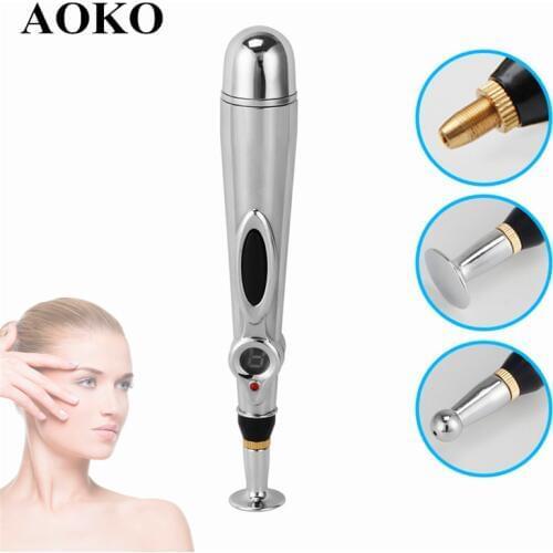 AOKO Electric Acupuncture Meridian Pen 9 Levels Point Detector Acupressure Massage Pen Pain Therapy Face Massage Body Massage