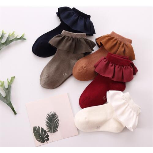 Brand Kid Short Socks With Lace Welt Funny Princess Knitted Infant Newborn Toddler Baby Socks For Girls Age 2-8 Year Old