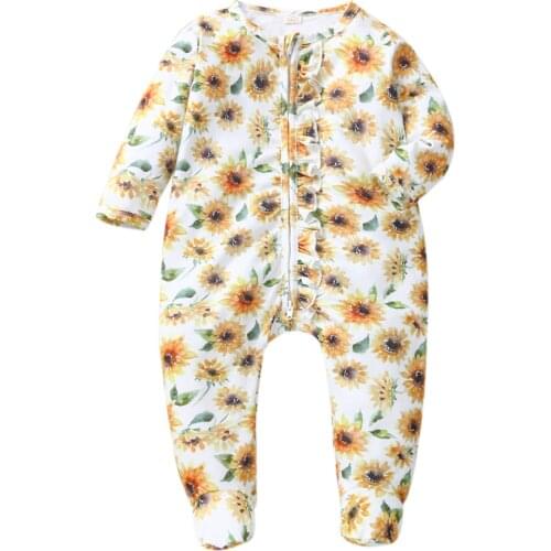 Baby Girl Romper Newborn Sleepsuit Flower Baby Rompers Infant Baby Clothes Long Sleeve Newborn Jumpsuits Baby Boy Pajamas 2021