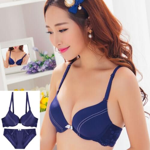 Smooth seamless bra and brief color suit two Japanese breasted band sexy lace bralette sets women gather brassiere ladies