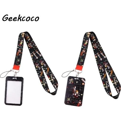 J2305 Cute Cartoon Tiger ID Credit Card Holder Students Bus Card Case Lanyard Identity Badge Cards Cover