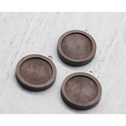 10pcs 25mm Brown Wood Cabochon Blank Base Wooden Pendant Trays For DIY Jewelry Necklace Accessories Making