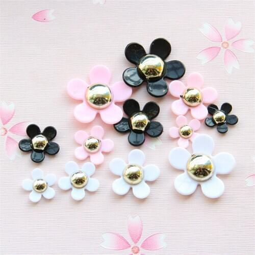 Acrylic Resin Daisy Flower Cabochons 20pcs 18mm 22mm 27mm 35mm Floral Ornament Accessories Button patch Cameo Phone Shell DIY