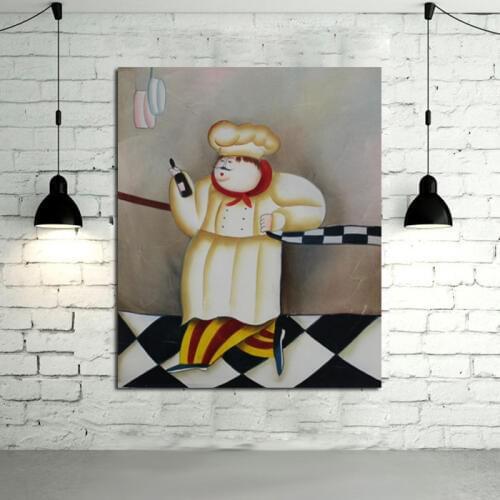 Big size Handpainted home Decorative Art Oil Paintings on Canvas Abstract cartoon oil painting Cook Wall Pictures for Home Decor