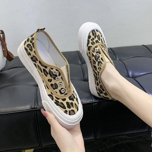 Canvas Shoes Women Summer New Flat Shoes, Leopard Print Womens Fashion Leisure Vulcanized Sports Board Shoes Size 35-40