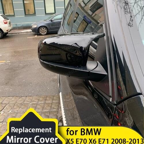 1 Pair Carbon Fiber Look ABS Mirror Cover X5 X6 Car Side Rearview Mirror Cap Cover Replacement For BMW X5 X6 E70 E71 2007-2013