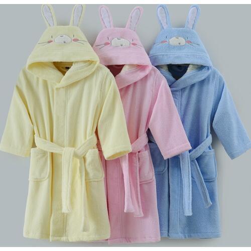 Cute Homewear Kids Cartoon Robe Boy&Girls Hooded Toweling Terry Robe Cotton Winter Warm Bathrobe Soft Sleeprobe халатик party
