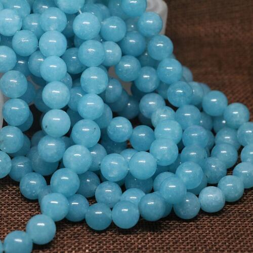 Fashion sky blue 6mm charms blue chalcedony jades stone Round Loose Beads high quality Jewelry making Jewelry15 inch BV197