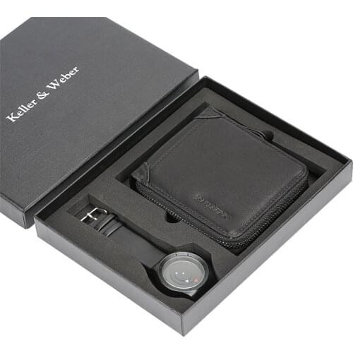 Luxury Brand Male Quartz Watches Leather Belt with Trendy Black Wallet Swirl Arrow Design Men Creative Gift Set Box relogio