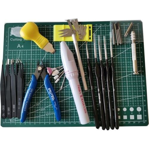 Gundam Military Model Tools Set Diorama Hobby Accessory Combination Nozzle Pliers Coloring Tools Mini Electric Grinder 9Pcs/Set