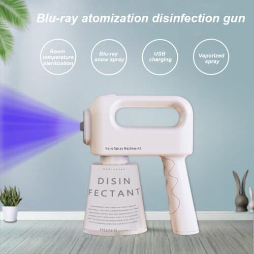 New 500ML Nano Steam Atomizer K8USB Rechargeable Blu-ray Disinfection Sprayer Air Pump Handheld Indoor Disinfection Spray Gun