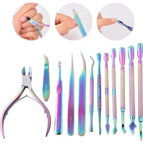 Rainbow Nail Scissors Chameleon Stainless Steel Cuticle Scissors Dead Skin Remover Pedicure Maniucre Tool Nail Accessory LE01-12