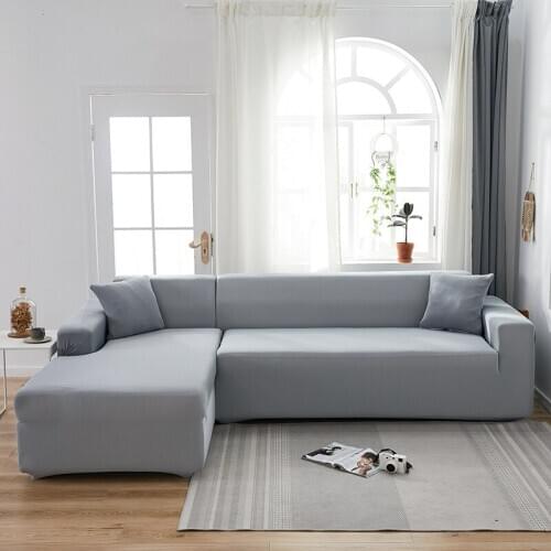 Solid Color Corner Sofa Covers For Living Room Elastic Slipcovers Couch Cover Stretch Sofa Towel L Shape Need Buy 2Piece