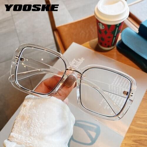 YOOSKE Anti Blue Light Glasses Frame 2021 New Oversized Eyeglasses Men Women Square Eyewears Blocking Blue-ray Spectacles Frames