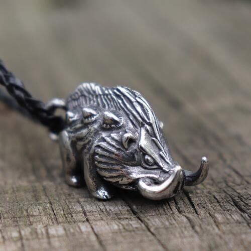 Men Wild Viking Wild Boar Stainless Steel Necklace Vintage Nordic Animal Charm Pendant Norse Jewelry