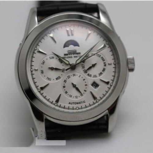 Beijing Watch Stainless Steel Waterproof Moon Phase Automatic Date Multi-Function Wrist Watch For Men