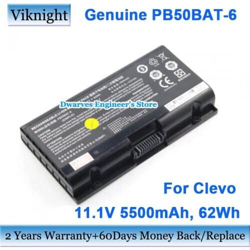 Genuine 11.1v 62Wh PB50BAT-6 Battery for Clevo 3INR19/66-2