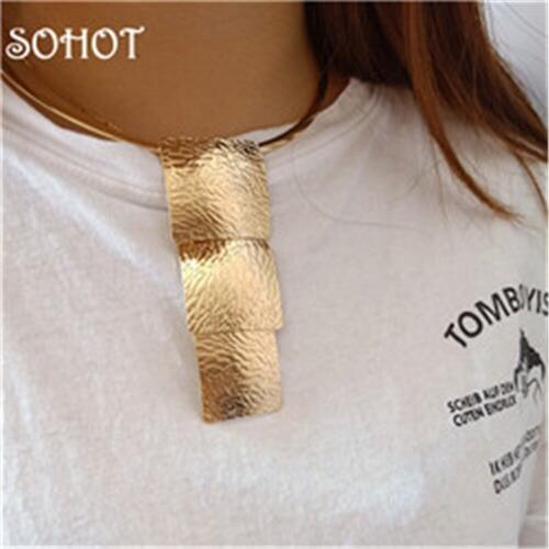 SOHOT New High Quality Torques Choker Necklace Classic Style Square Long Dangle Gold Color Alloy For Women Engagement Bijoux