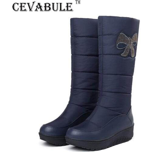 Stylish Water Drill-encrusted Mid-barrel Down Cloth Snow Boots Slope Muffin Boots Booties Woman Winter Women Knee High Boots TYX