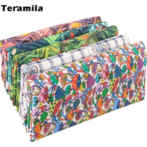 Teramila Bright Color Twill Printed Patchwork Organic Cloth Cotton Fabric for Sewing Curtain Quilting Needlework Per the Meter