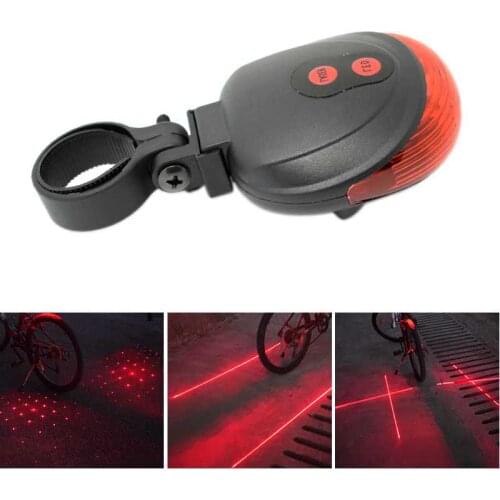 Bike Cycling Lights Waterproof 5 LED 2 Lasers 3 Modes Bike Taillight Safety Warning Light Bicycle Rear Bycicle Light Tail Lamp