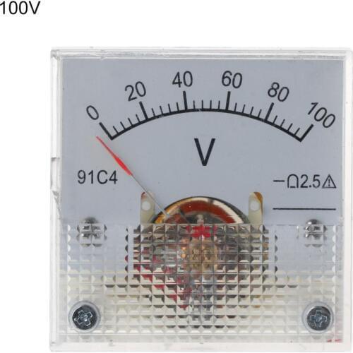 91C4 DC Voltmeter Analog Panel Voltage Meter Mechanical Pointer Type 3/5/10/15/20/30/50/100/150/250V