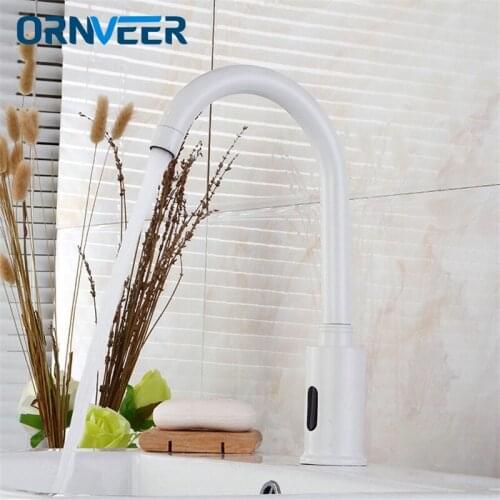 High Quality touchless white Sensor Faucet mixer for bathroom Sink water saving Automatic infrared Inductive Tap