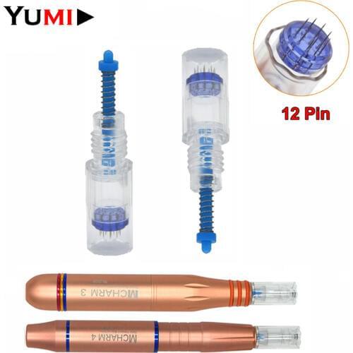 100PCS/lot 9mm Screw Disposable Sterile 3D Micro 12 Pin Chip Needles Cartridges Tips For Charmant MCHARM 3 4 Artmex Pen